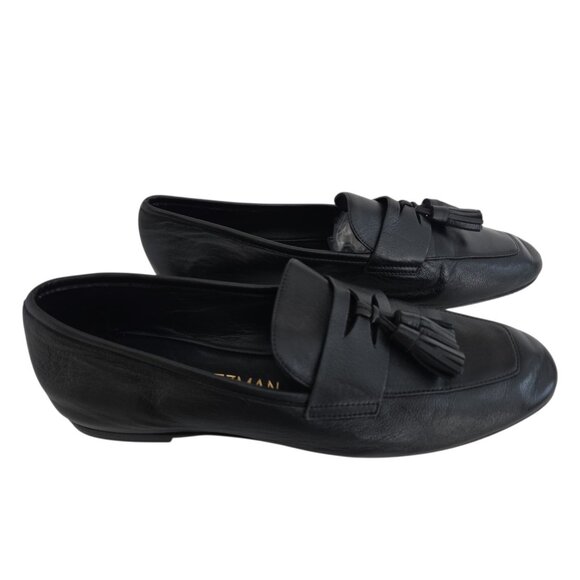 Stuart Weitzman Womens Size 8.5 Black Lyon Leather Tassel Loafers - Picture 1 of 4